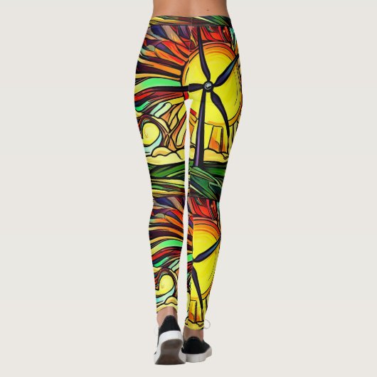 Psychedelische zonne- en windenergie leggings (Achterkant)