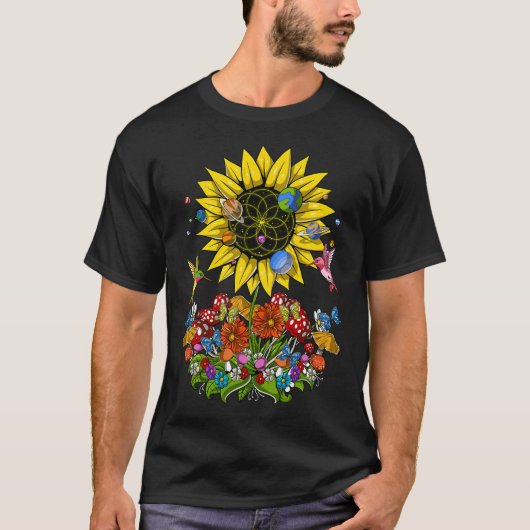 Psychedelische Zonnebloem T-shirt (Voorkant)
