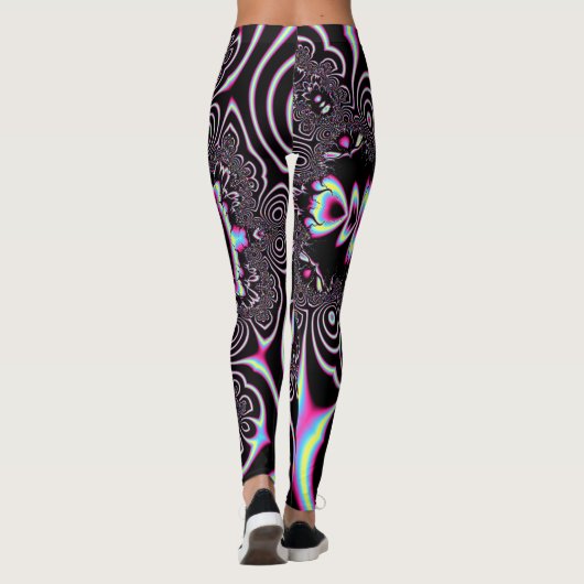 Psychedelische Zuurreis Fractal Abstracte Digitale Leggings (Achterkant)