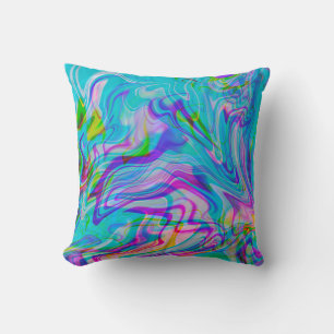 Psychedische Kleurrijke Abstracte Patroon Blauw Kussen