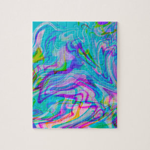 Psychedische Kleurrijke Abstracte Patroon Blauw Legpuzzel