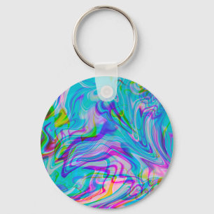 Psychedische Kleurrijke Abstracte Patroon Blauw Sleutelhanger
