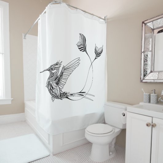 Psychedlic Bird Tattoo Douchegordijn (In situ)