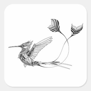 Psychedlic Bird Tattoo Vierkante Sticker