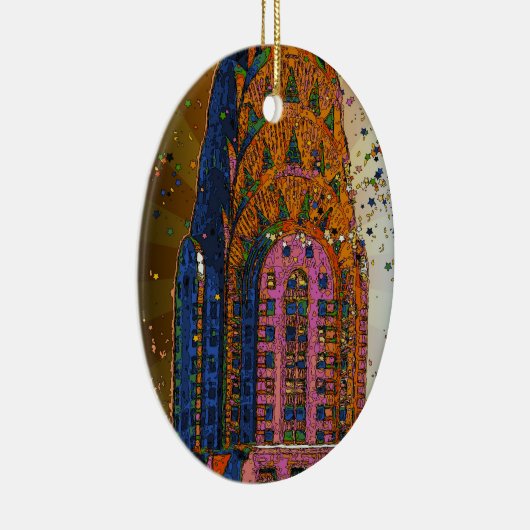 Psychedlic NYC: Chrysler Building Top Closeup #1 Keramisch Ornament (Rechts)