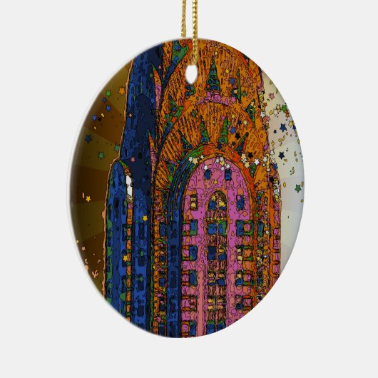 Psychedlic NYC: Chrysler Building Top Closeup #1 Keramisch Ornament (Rechts)
