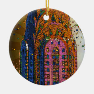 Psychedlic NYC: Chrysler Building Top Closeup #1 Keramisch Ornament