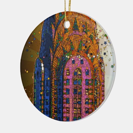Psychedlic NYC: Chrysler Building Top Closeup #1 Keramisch Ornament (Links)