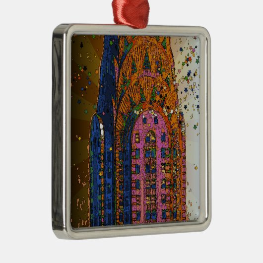 Psychedlic NYC: Chrysler Building Top Closeup #1 Metalen Ornament (Rechts)