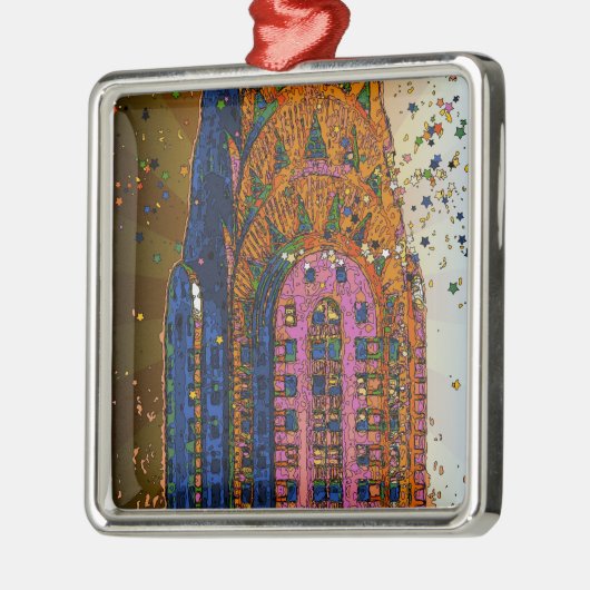 Psychedlic NYC: Chrysler Building Top Closeup #1 Metalen Ornament (Links)