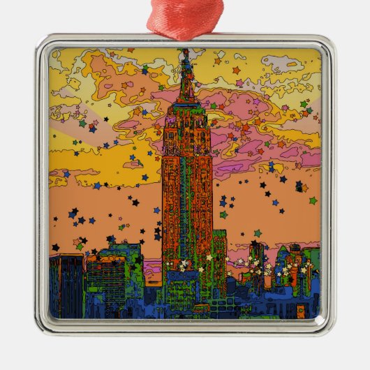 Psychedlic NYC: Empire State Building #1 Metalen Ornament (Voorkant)