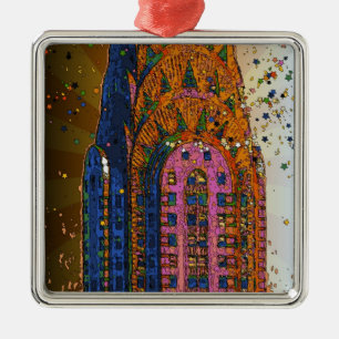Psychedlische NYC: Chrysler Building Boven Close-u Metalen Ornament