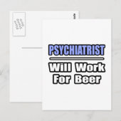 Psychiater...zal voor bier werken briefkaart (Voorkant / Achterkant)