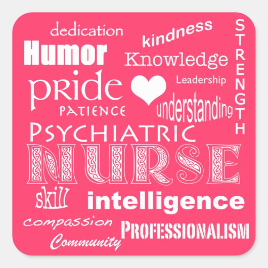 Psychiatric Nurse Pride Attributen-Hot Pink Vierkante Sticker (Voorkant)