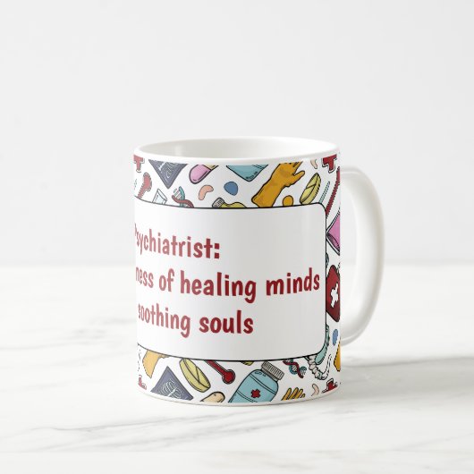 Psychiatrie krimpen medische woordspeld arts patro koffiemok (Voorkant rechts)