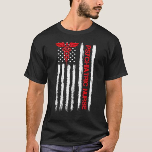 Psychiatrisch verpleegkundige Amerikaanse vlag Rn  T-shirt (Voorkant)