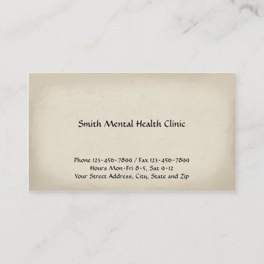 Psychiatrisch Visitekaartje voor geestelijke gezon (Achterkant)