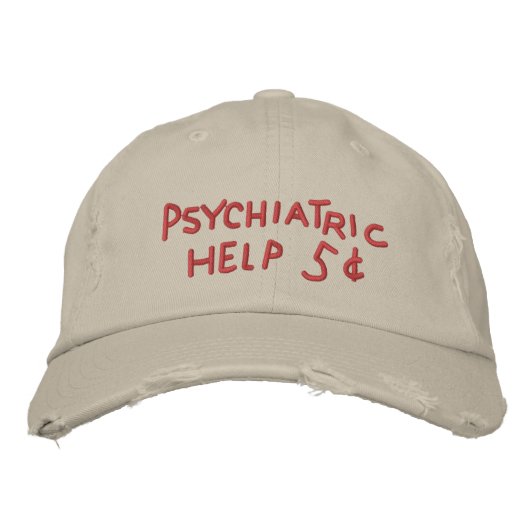 Psychiatrische Hulp – 5 Cent Geborduurde Hoed Pet (Voorkant)