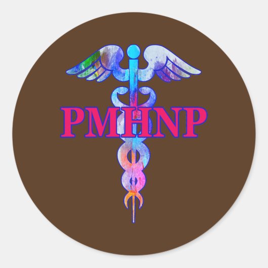 Psychiatrische verpleegkundige PMHNP Caduceus Ronde Sticker (Voorkant)