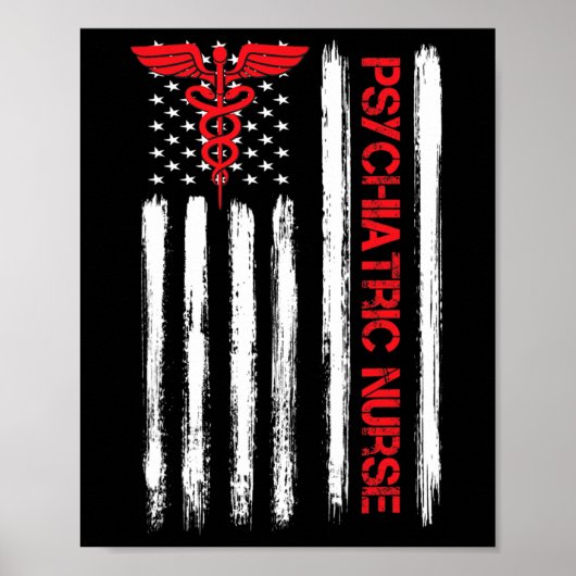 Psychiatrische verpleging Amerikaanse vlag RN gees Poster (Voorkant)