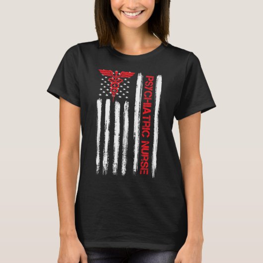 Psychiatrische verpleging Amerikaanse vlag RN gees T-shirt (Voorkant)