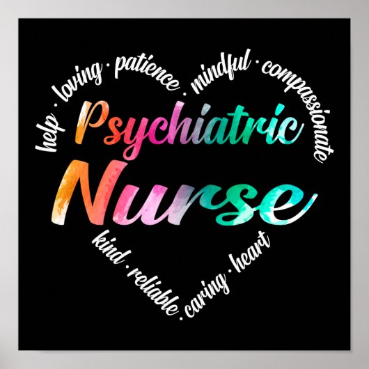 Psychiatrische zure Word Cloud Waterverf Poster (Voorkant)