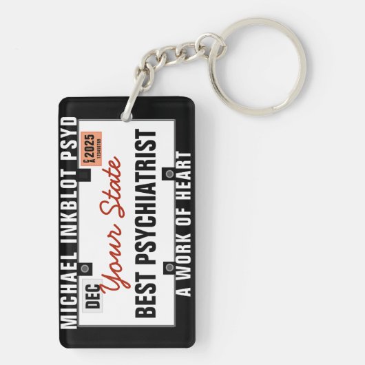 Psychiatrist Licence Bord Sleutelhanger (achterkant)