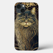 Psychic Maine Coon Cat AI Art iPhone Case (Achterkant)