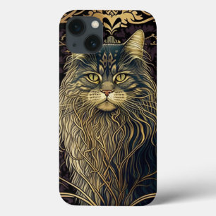 Psychic Maine Coon Cat AI Art iPhone Case