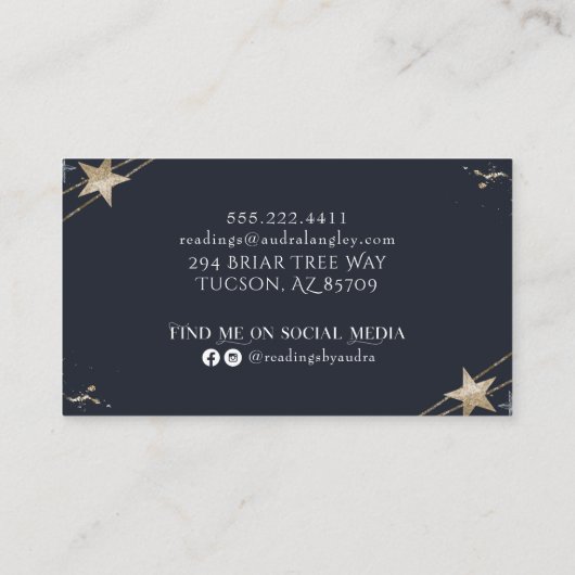 Psychic Medium Cosmic Stars Visitekaartje (Achterkant)