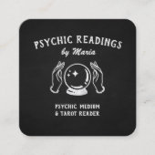 Psychic Medium Crystal Ball and Hands Black Vierkante Visitekaartje (Voorkant)