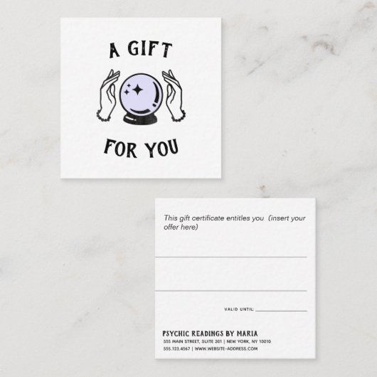 Psychic Medium Reading Cadeaucertificaat Vierkante Visitekaartje (Voorkant / Achterkant)