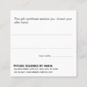 Psychic Medium Reading Cadeaucertificaat Vierkante Visitekaartje (Achterkant)
