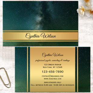 Psychic or Clairvoyant Galaxy Gold Visitekaartje Afsprakenkaartje