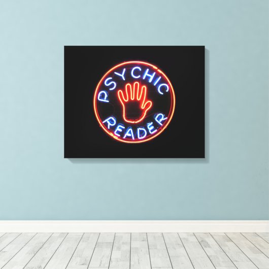 Psychic Reader Neon Sign Canvas Afdruk (Insitu (Houten vloer))
