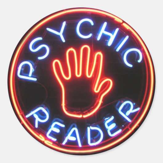 Psychic Reader Neon Sign Ronde Sticker (Voorkant)