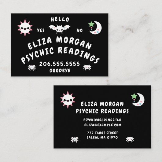 Psychic Talking Board Visitekaartje (Voorkant / Achterkant)