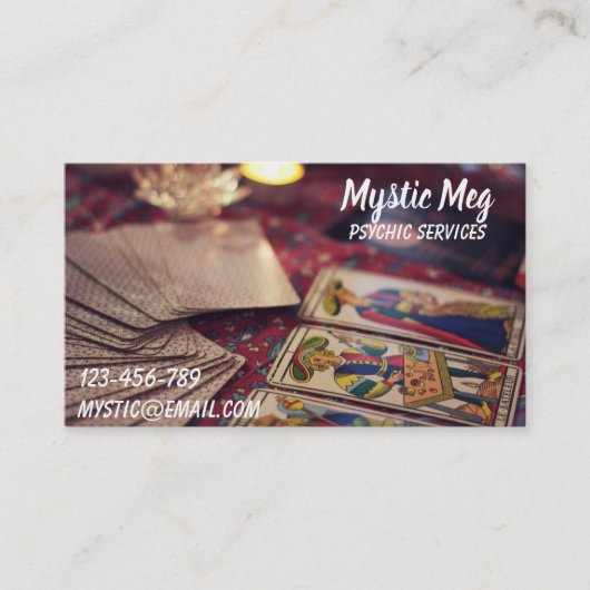 Psychie, tarot, fortuin, new age diensten visitekaartje (Voorkant)
