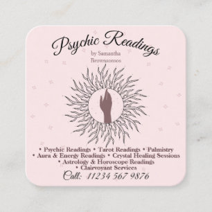 Psychisch medium astroloog Pink Energy Healing Vierkante Visitekaartje