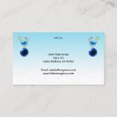 Psychisch medium, blauw kristalblok en staafvogels visitekaartje (Achterkant)