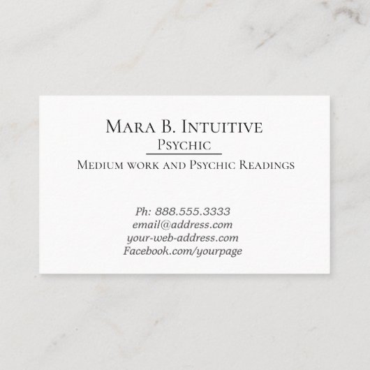 ** Psychisch medium Intuïtieve Reader Waterverf Visitekaartje (Achterkant)