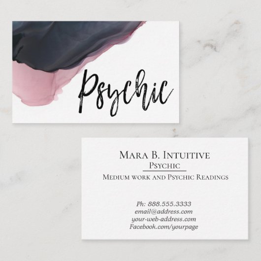 ** Psychisch medium Intuïtieve Reader Waterverf Visitekaartje (Voorkant / Achterkant)