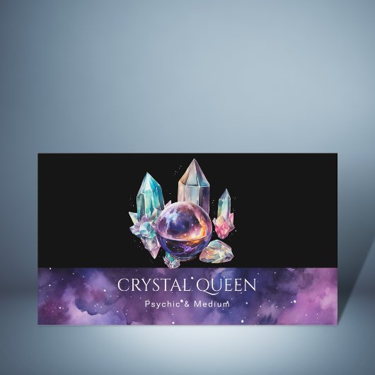 Psychisch Medium Paarse Galaxy Mystic Crystal Ball Visitekaartje