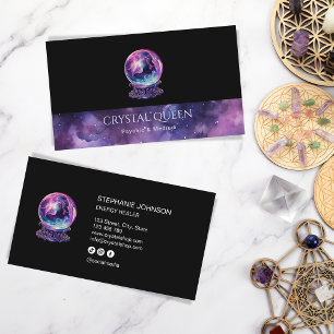 Psychisch Medium Paarse Galaxy Mystic Crystal Ball Visitekaartje