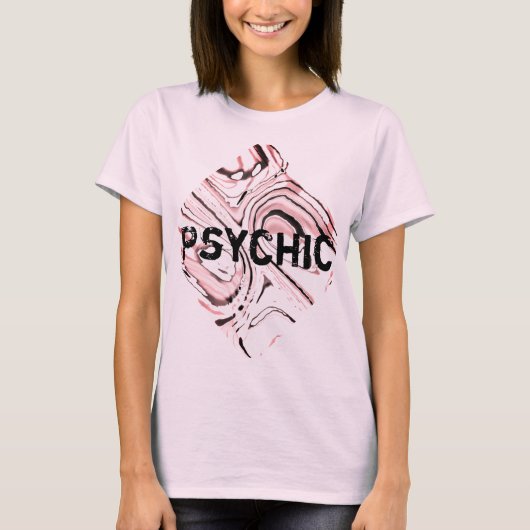"Psychisch" op roze Abstracte kunstontwerpen T-shirt (Voorkant)