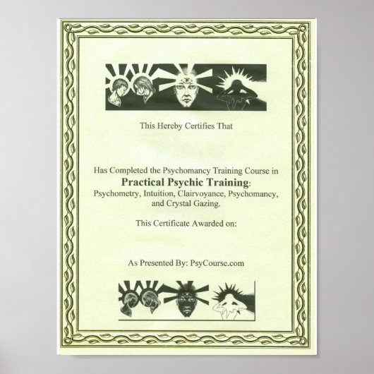 Psychisch opleidingscertificaat poster (Voorkant)