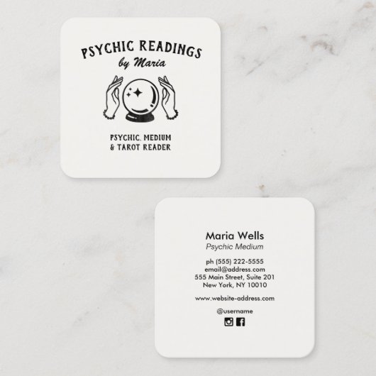  Psychisch Visitekaartje met gemiddelde kristalban (Voorkant / Achterkant)
