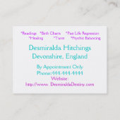 Psychisch Visitekaartje met Phrenologie Hoofd (Achterkant)