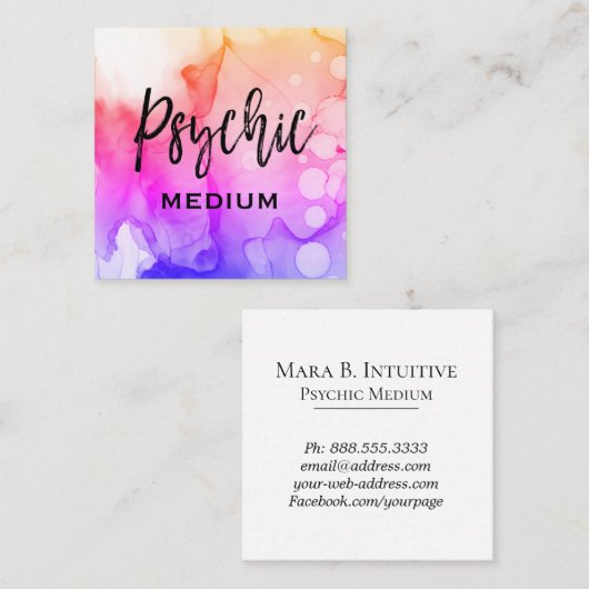 ** Psychische communicatie-Waterverven Vierkante Visitekaartje (Voorkant / Achterkant)