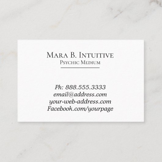 *~* Psychische communicatiemiddelen Waterverf Visitekaartje (Achterkant)